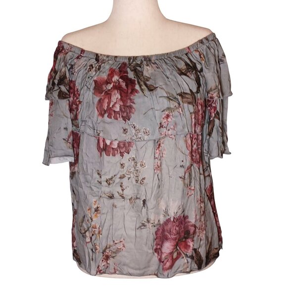 NEW Chaser‎ Heirloom Floral Gauze Off-The-Shoulder Elbow Sleeve Blouse, Size L - Picture 3 of 15